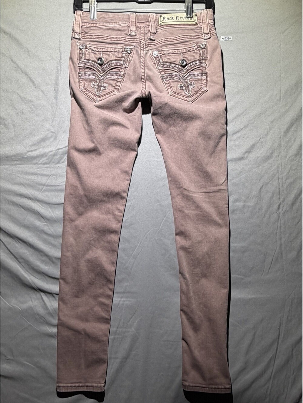 💕Rock Revival Margie Skinny Jeans Size 26 (27x30) Rose Colored Distressed💕 - Picture 3 of 10